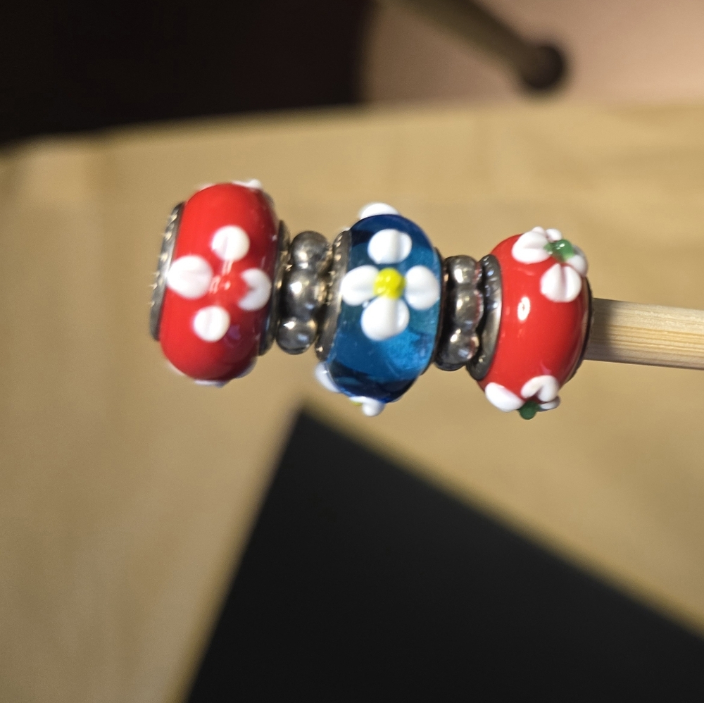 Pandora Murano glass charm beads and sterling silver spacers. Retired - Picture 13 of 16